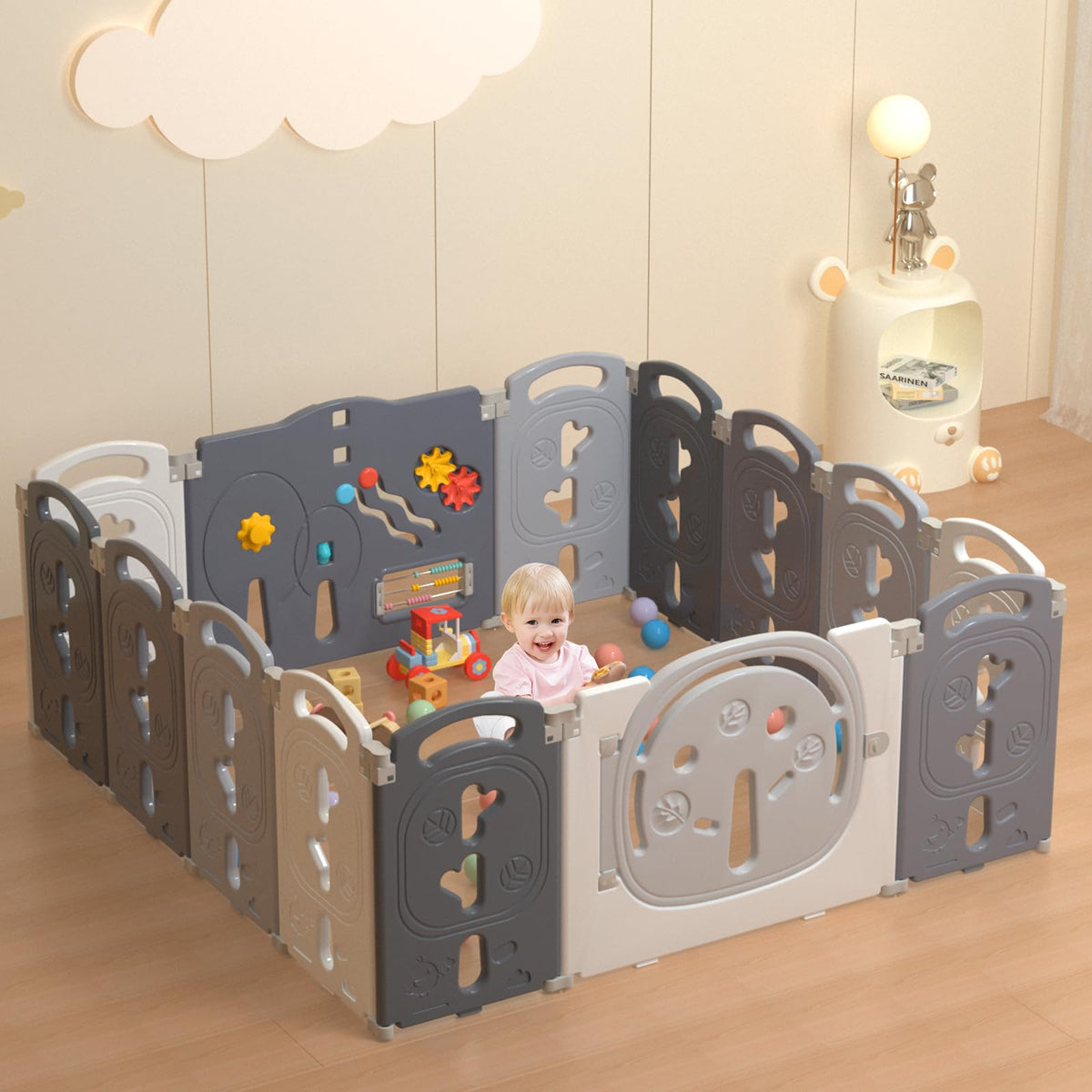 Foldable Portable 14 Panel Baby Playpen X948574