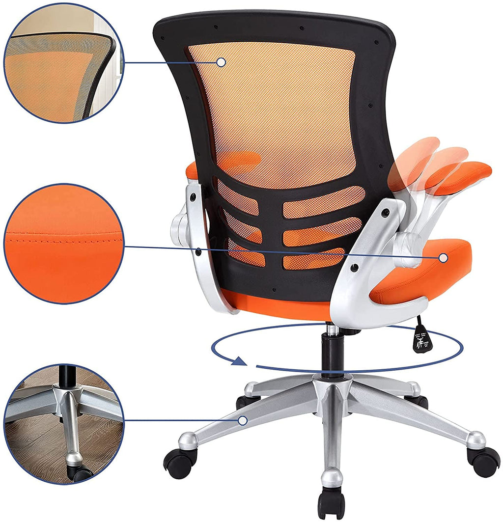Orange Mesh Back Vinyl Seat Office Chair M8381