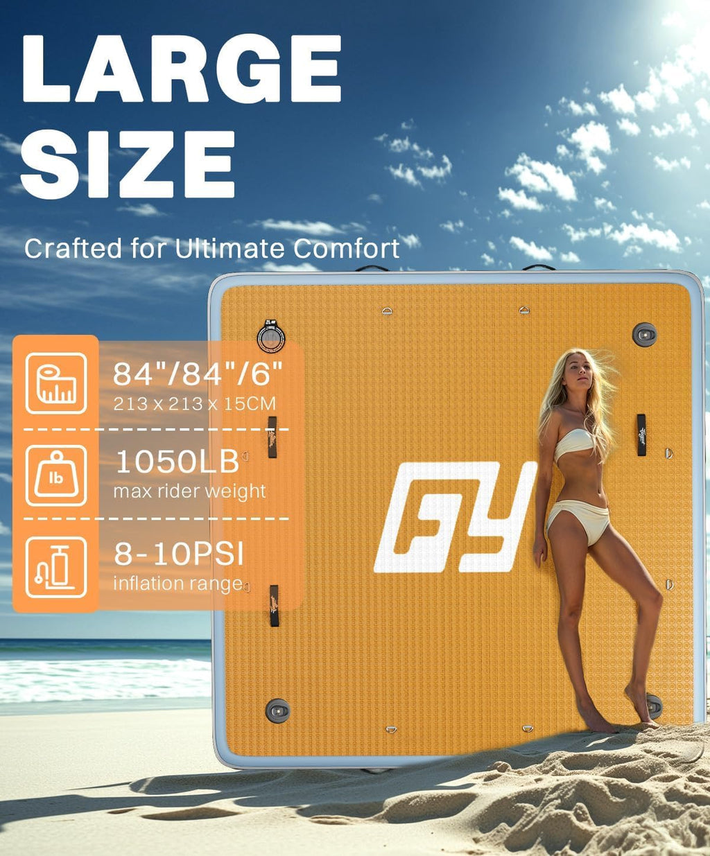 7×7' Inflatable Floating Dock with Ladder G100