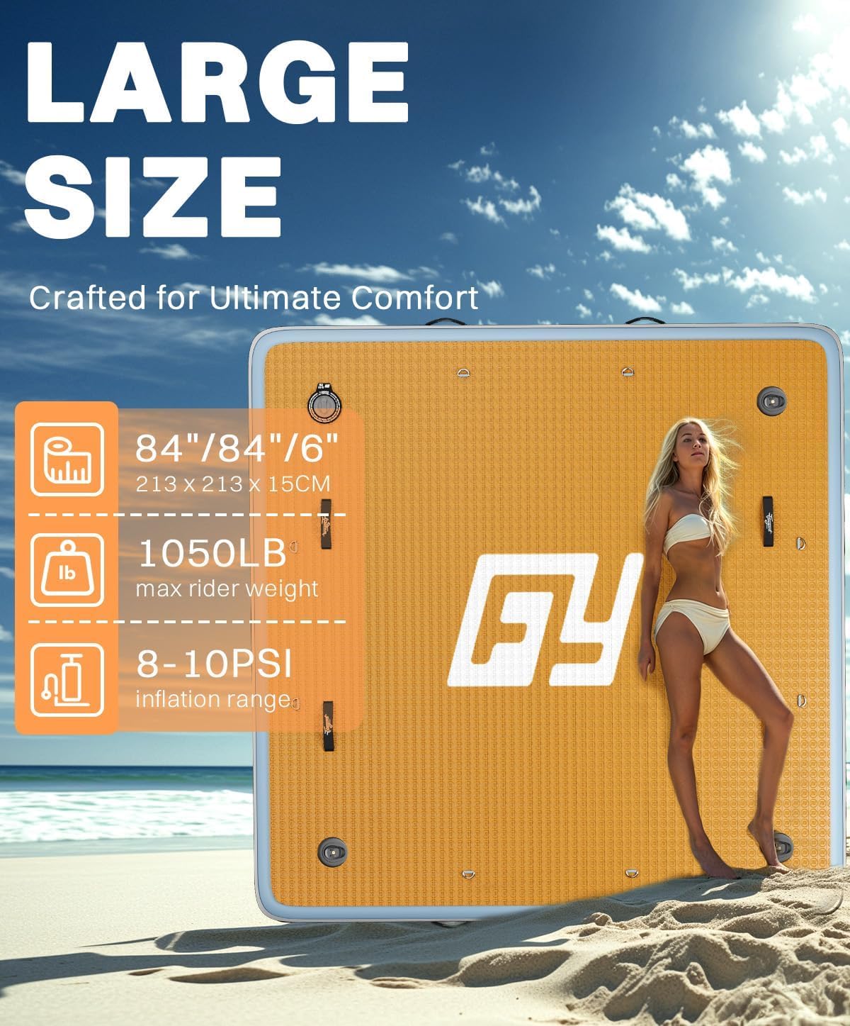 7×7' Inflatable Floating Dock with Ladder G100