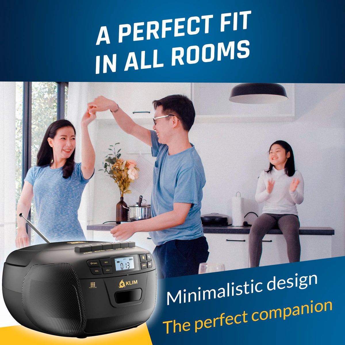 Black CD Cassette Player Boombox with Bluetooth and AM FM Radio E97832