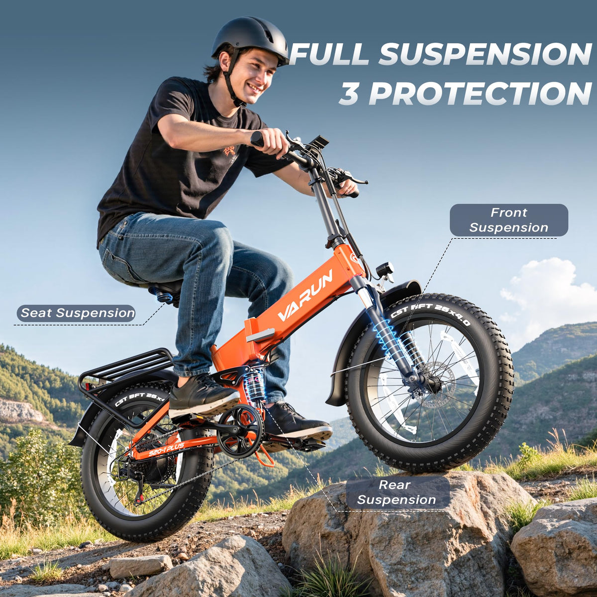 1000W Peak 25MPH Dual Suspension Aluminum Electric Bike E101639