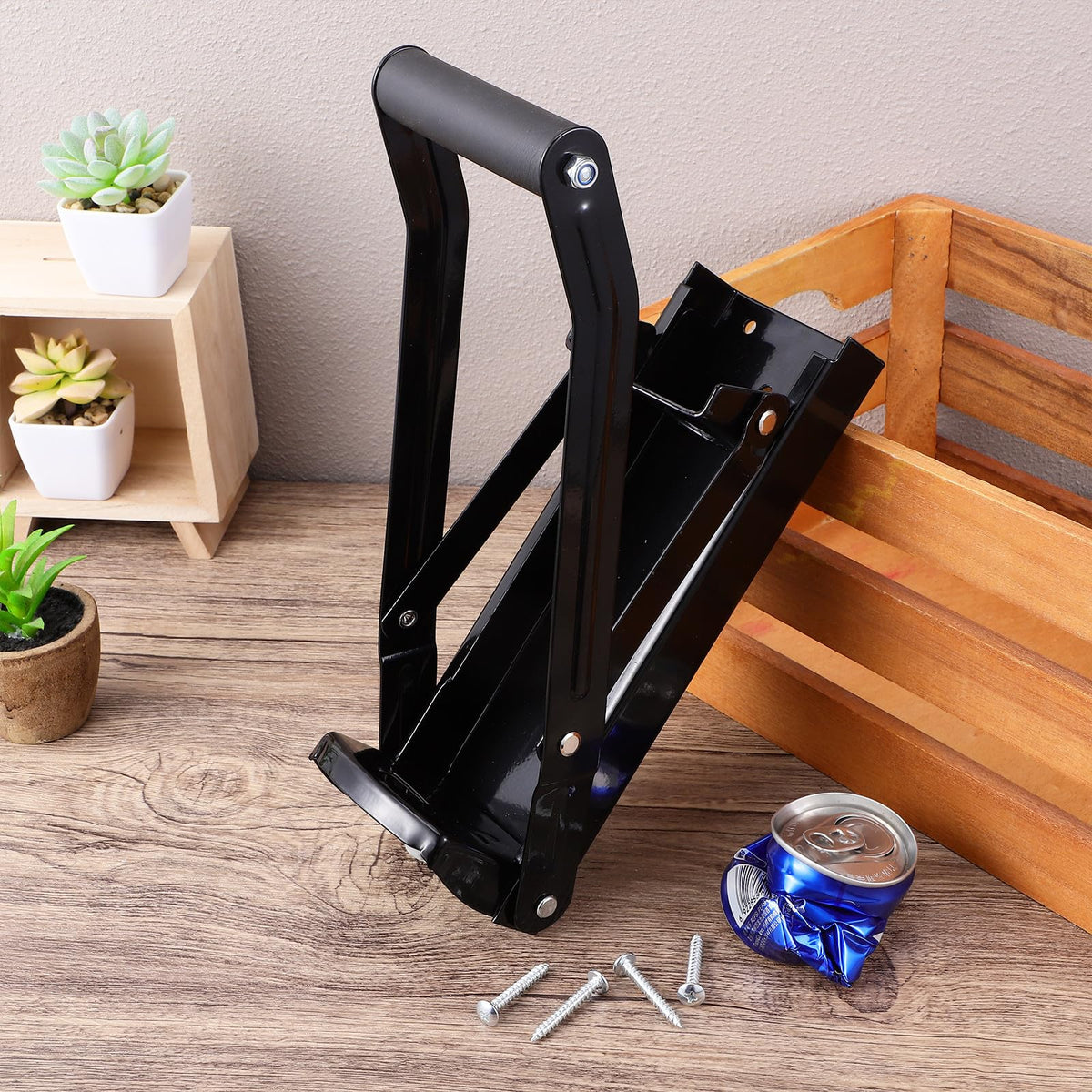 Black Wall Mounted Can Crusher with Bottle Opener T48000