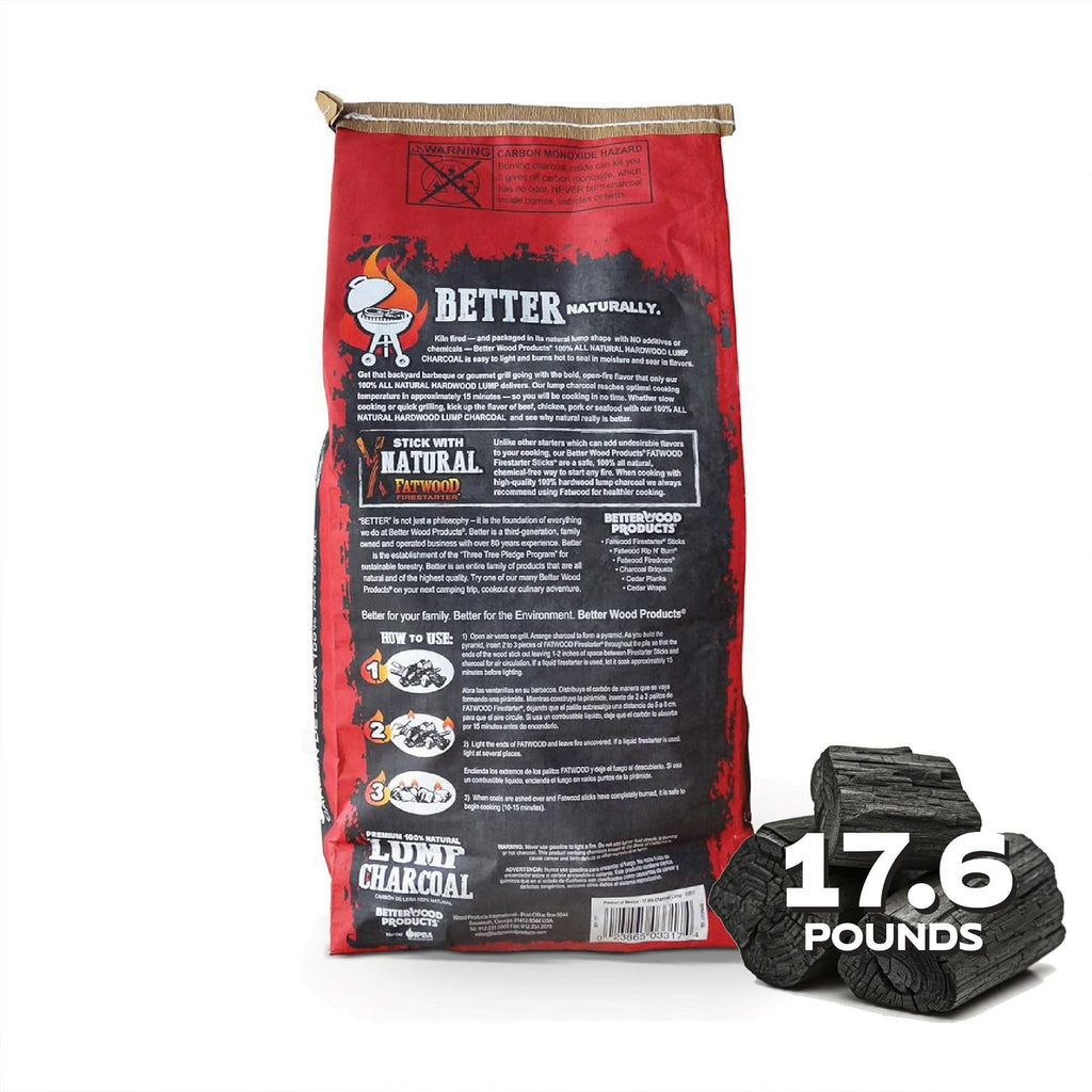 100% All Natural Hardwood Lump Charcoal 17.6 Pounds Y67273