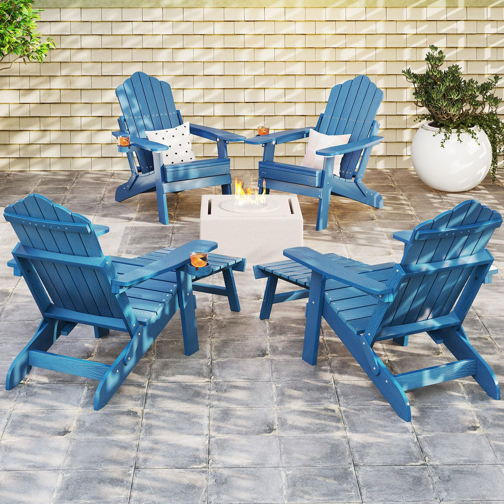 Folding Adirondack Chair with Adjustable Backrest and Ottoman X256