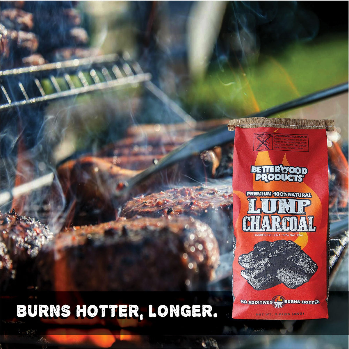 100% All Natural Hardwood Lump Charcoal 17.6 Pounds Y67273