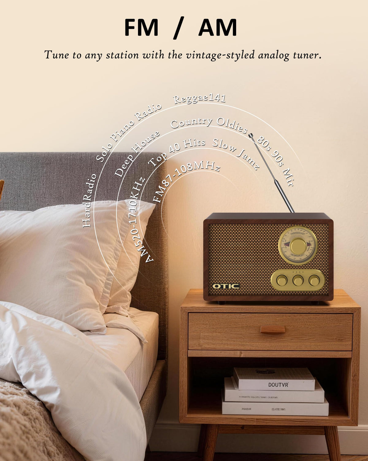 Vintage Wood AM/FM Bluetooth Radio with Speakers P67170