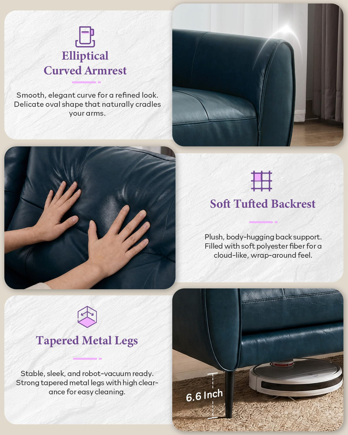 Blue Faux Leather Tufted Loveseat N60411