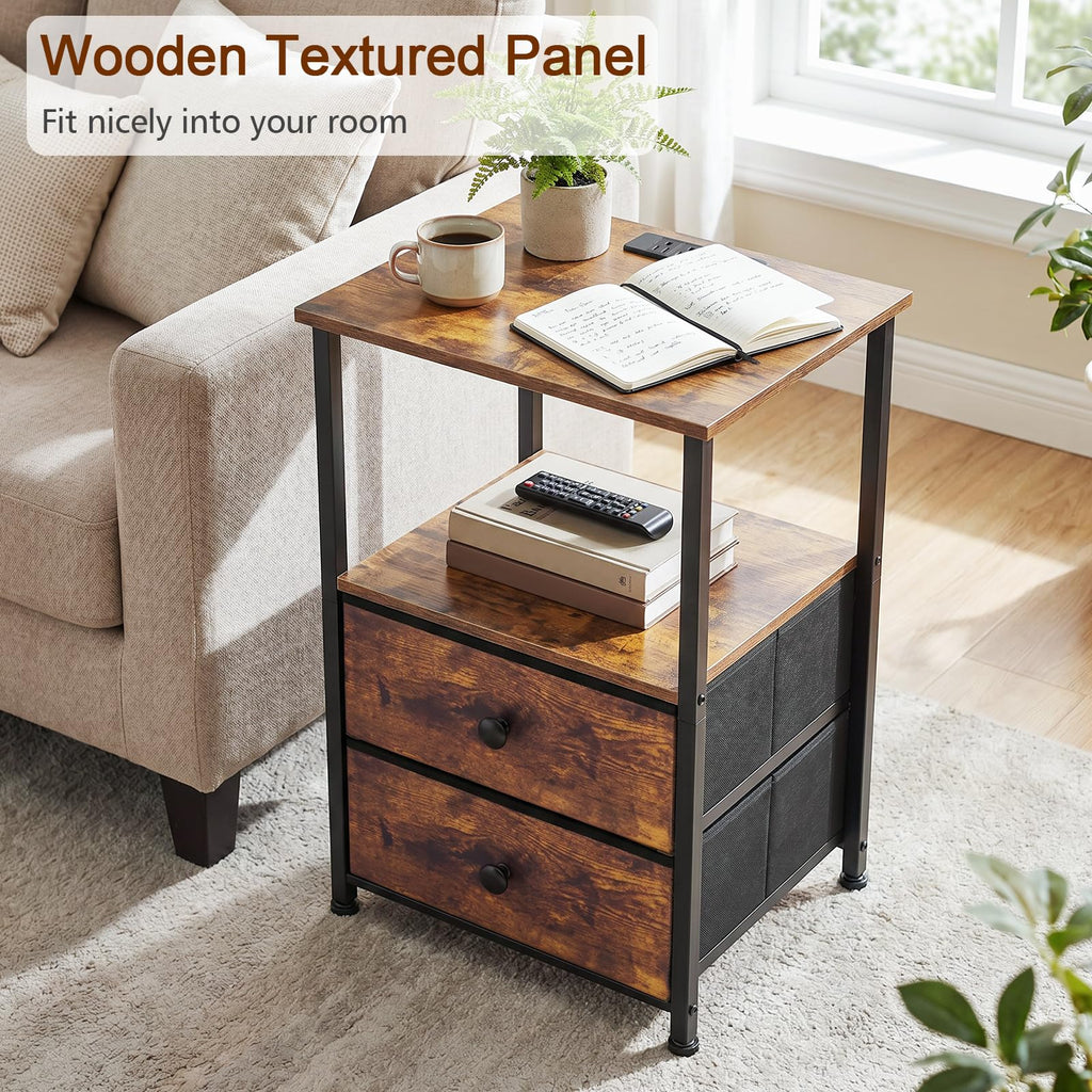 Nightstands Set of 2 with Charging Station A1371