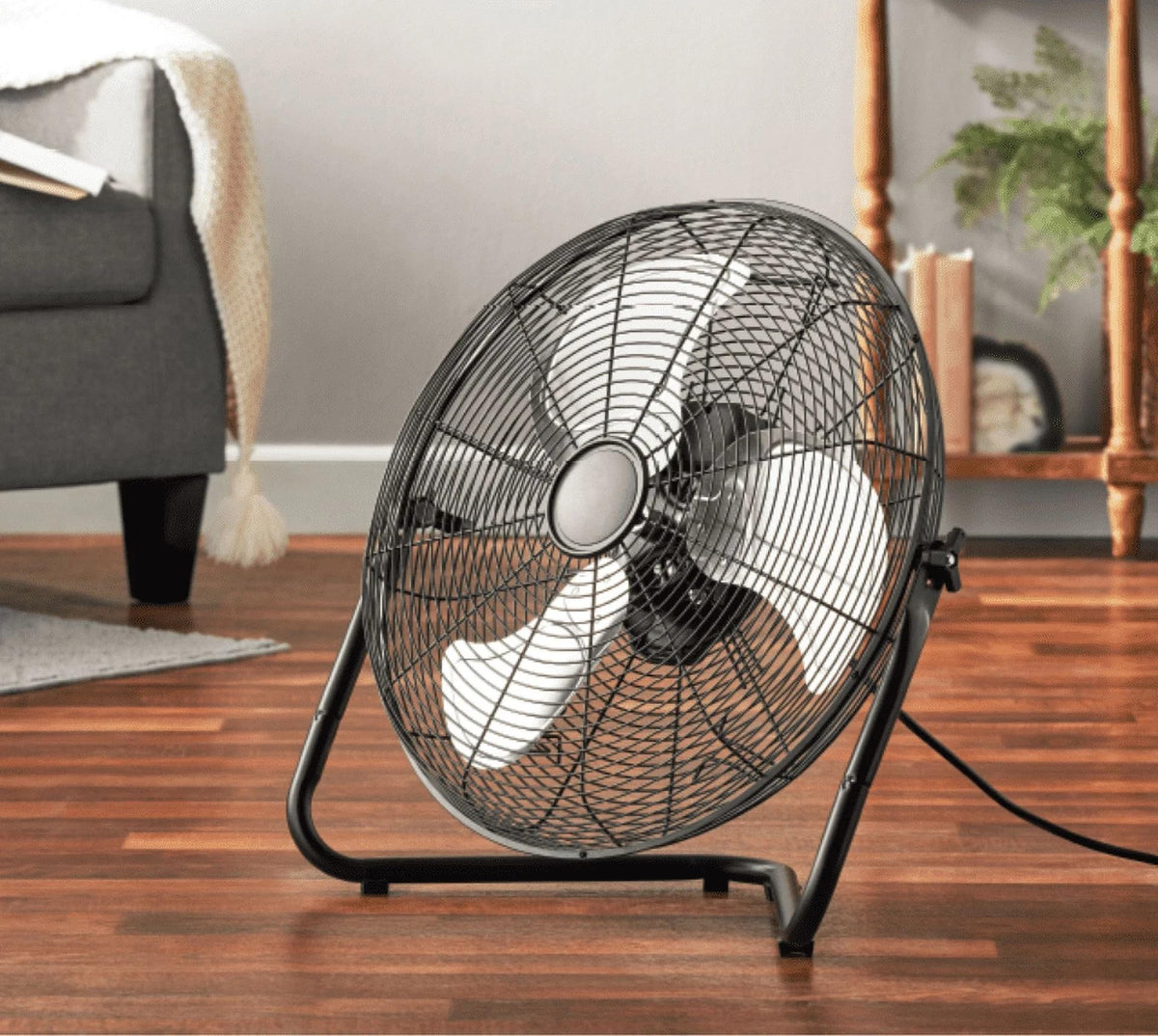 20" 3-Speed Tiltable Black Steel Floor Fan G256