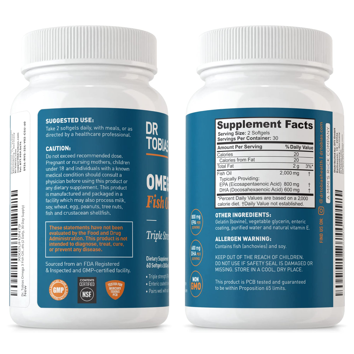 Omega 3 Fish Oil & Lung Health Supplements, 60 Capsules W401623