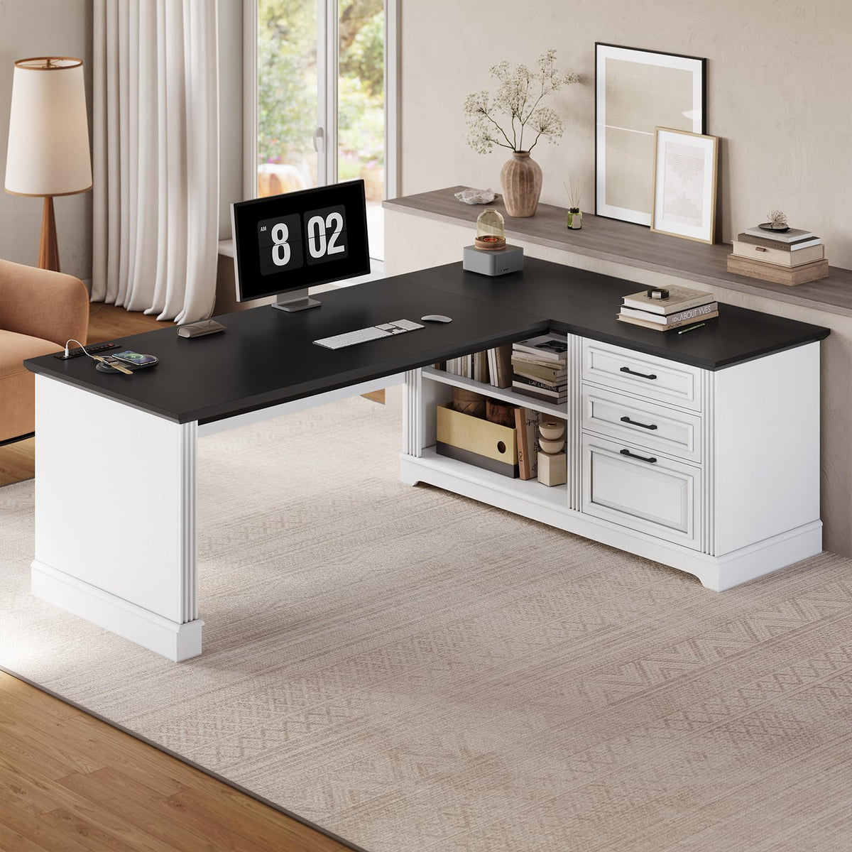 61" L Shaped Desk with Drawers M852983