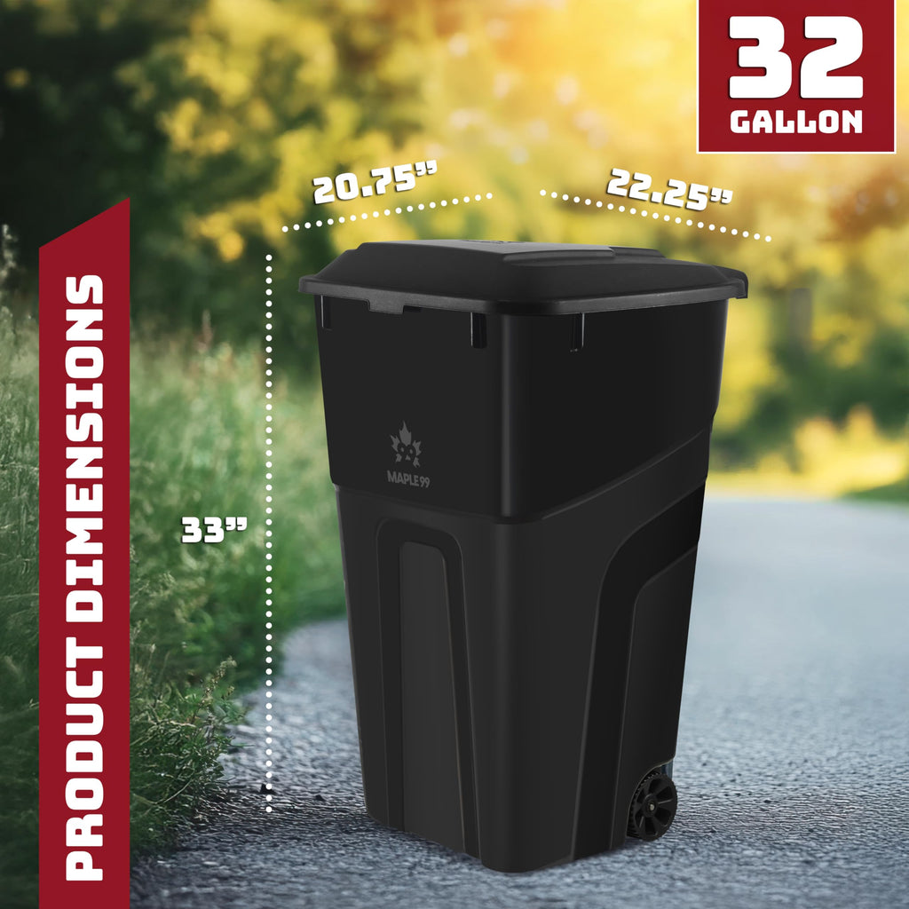 32 Gallon Wheeled Outdoor Garbage Can with Lid Z217265