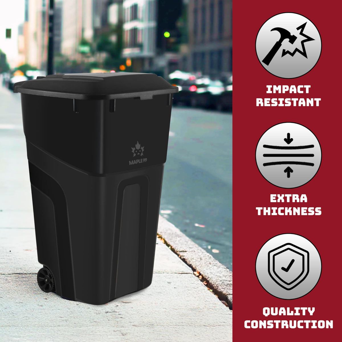 32 Gallon Wheeled Outdoor Garbage Can with Lid Z217265