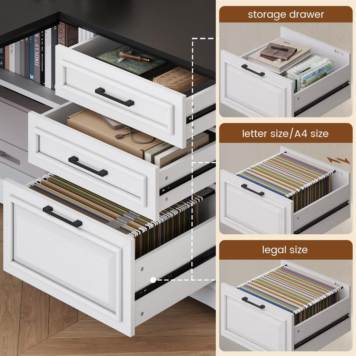 61" L Shaped Desk with Drawers M852983