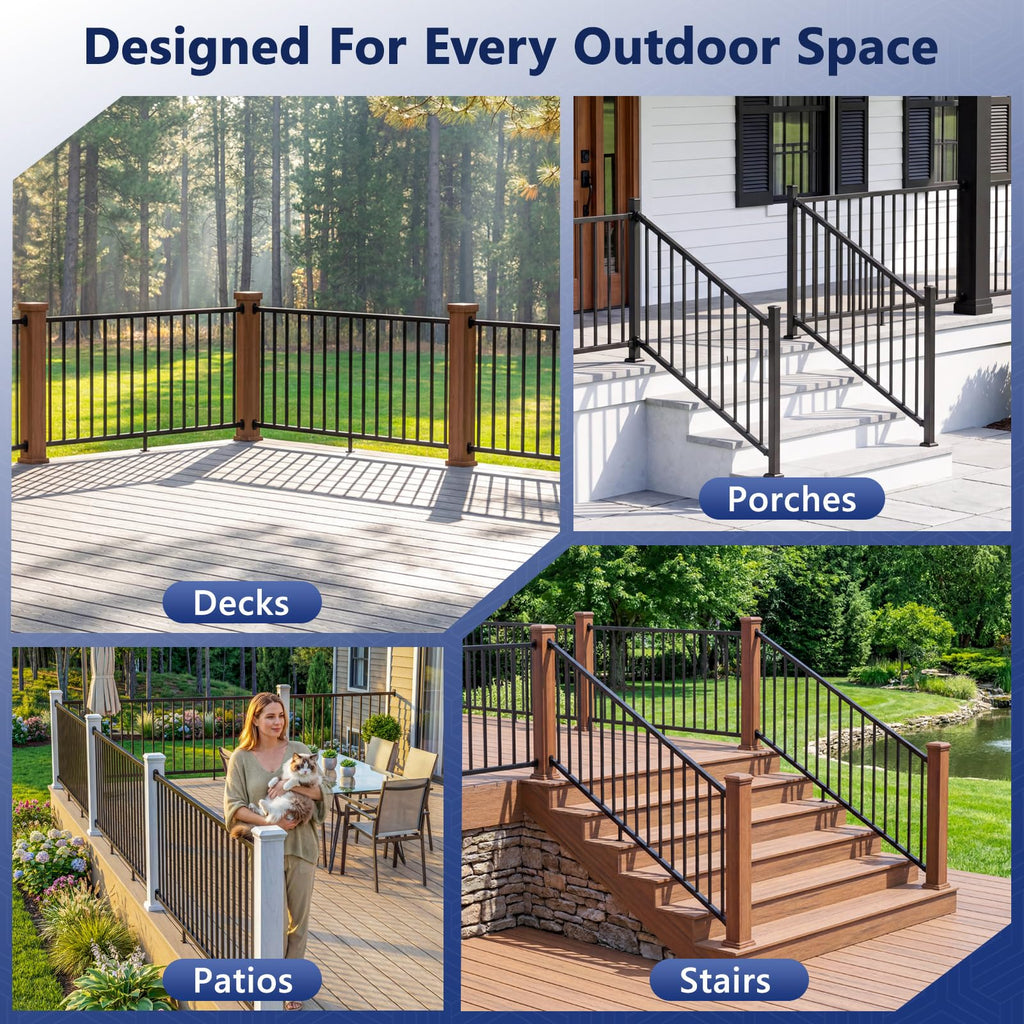 6 ft W Real Aluminum Stair Railing Kit D908403