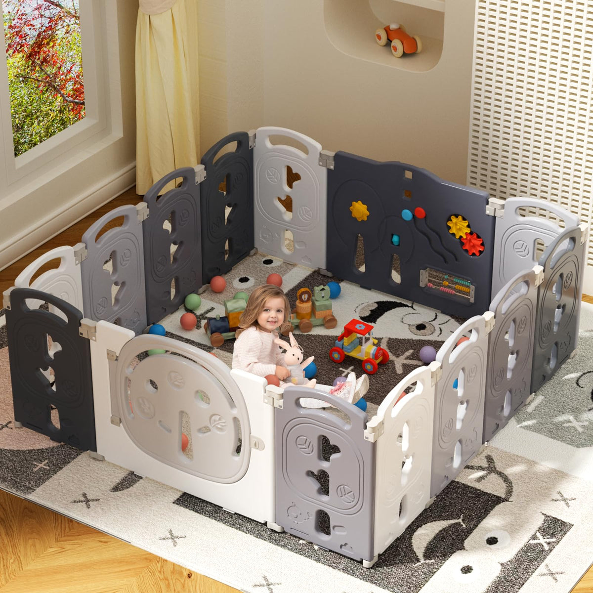 Foldable Portable 14 Panel Baby Playpen X948574