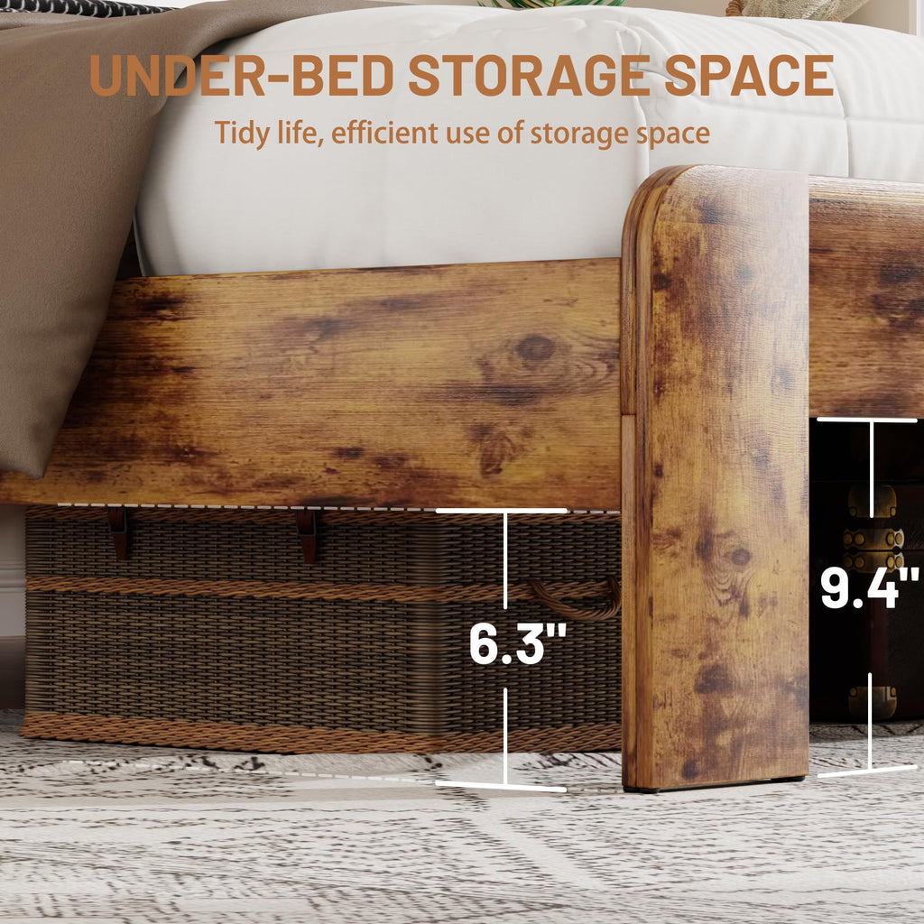 King Size Wooden Bed Frame with Storage Headboard G639