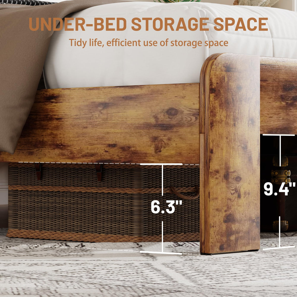 King Size Wooden Bed Frame with Storage Headboard G639