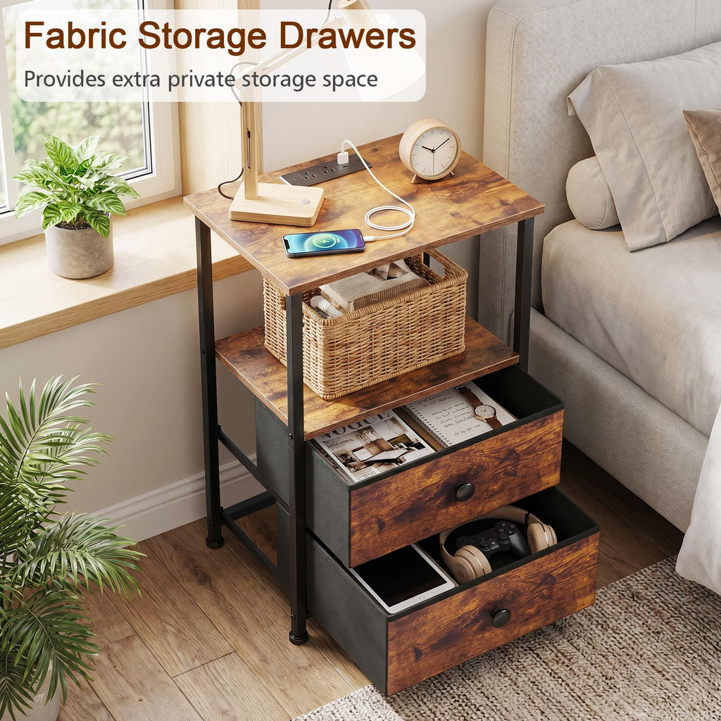 Nightstands Set of 2 with Charging Station A1371