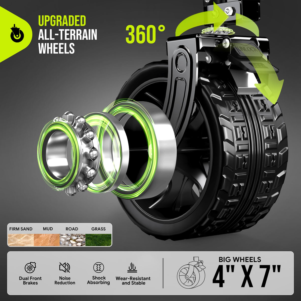 48'' Extra Large Collapsible Wagon with Big Wheels, 300L Black A753183
