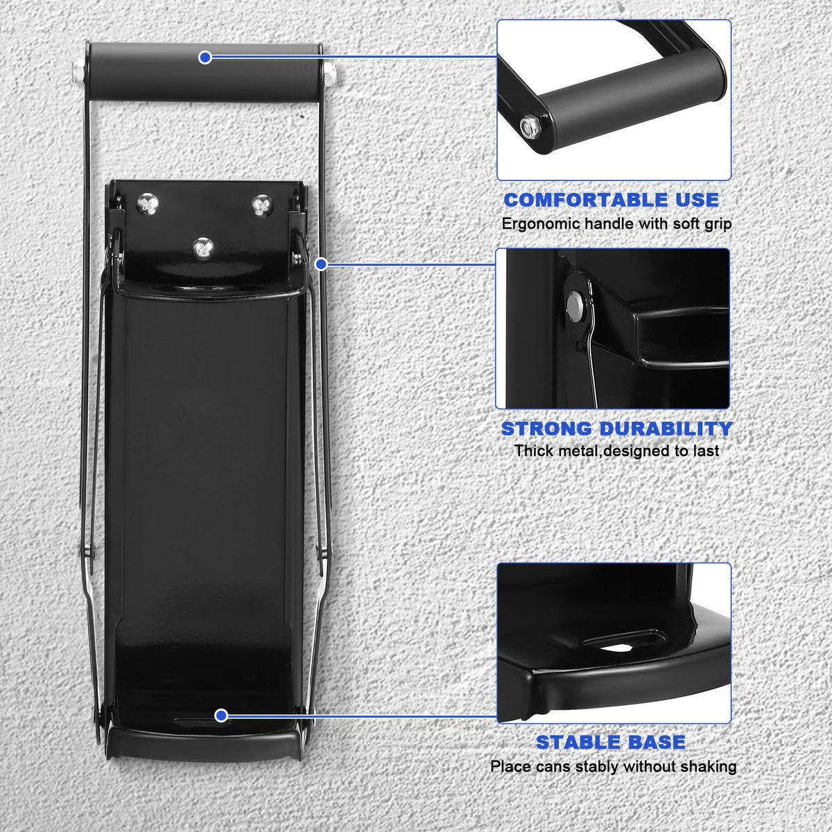 Black Wall Mounted Can Crusher with Bottle Opener T48000