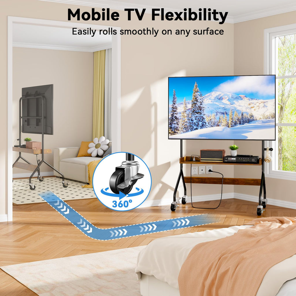 Rolling TV Stand with Power Outlet for 32-75 Inch TV X609194