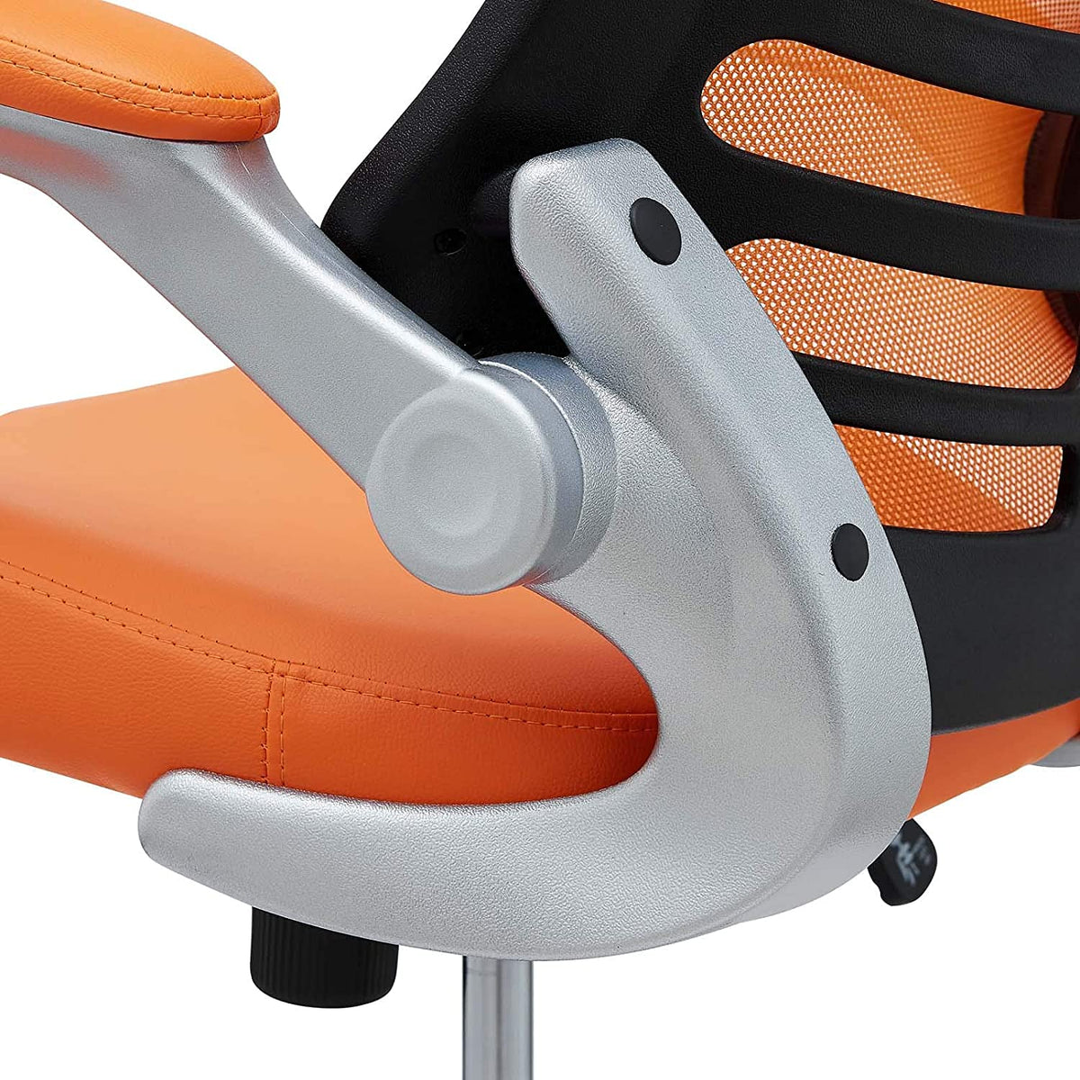 Orange Mesh Back Vinyl Seat Office Chair M8381