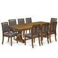 9 Piece Dining Table Set with 8 Light Beige Fabric Chairs X189