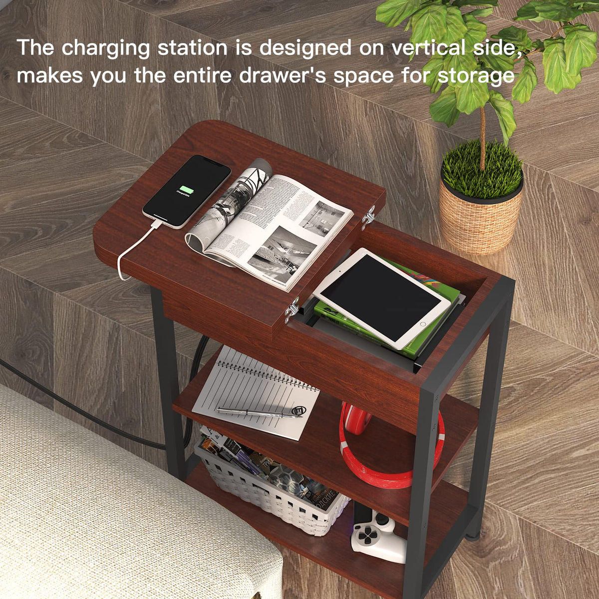 Narrow Side Table with Storage Z7833