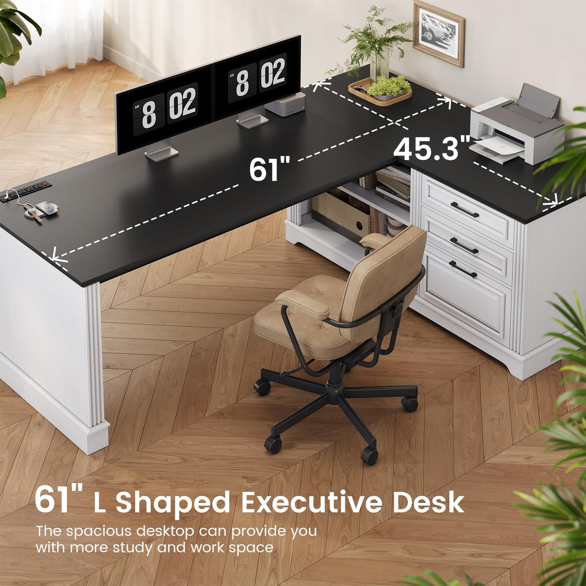 61" L Shaped Desk with Drawers M852983