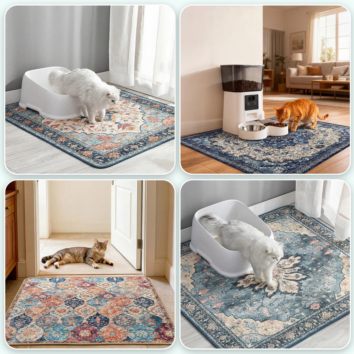 Cat Litter Mat 2 Pack, 18x28 Machine Washable Waterproof Non Slip E691