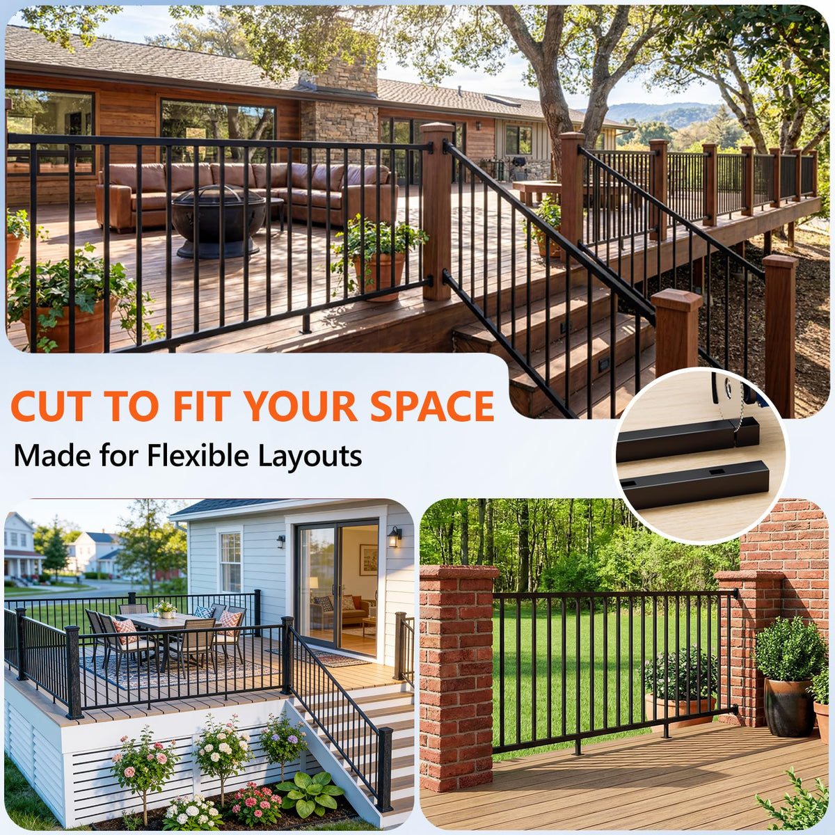 6 ft W Real Aluminum Stair Railing Kit D908403