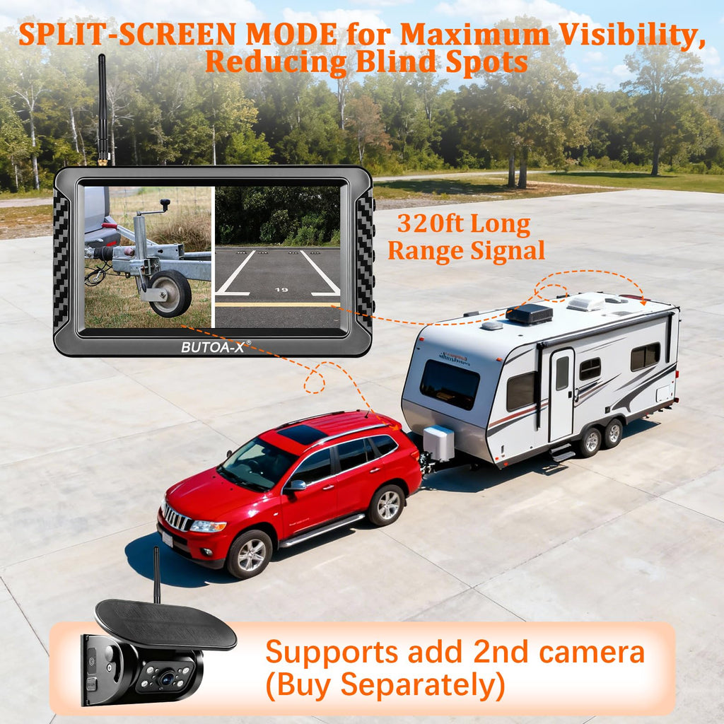 Magnetic Solar Wireless Backup Camera with 5" HD Monitor R1235