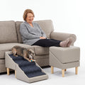 Foldable Dog Cat Stair Ramp Solid Wood Ottoman 18in H K406108