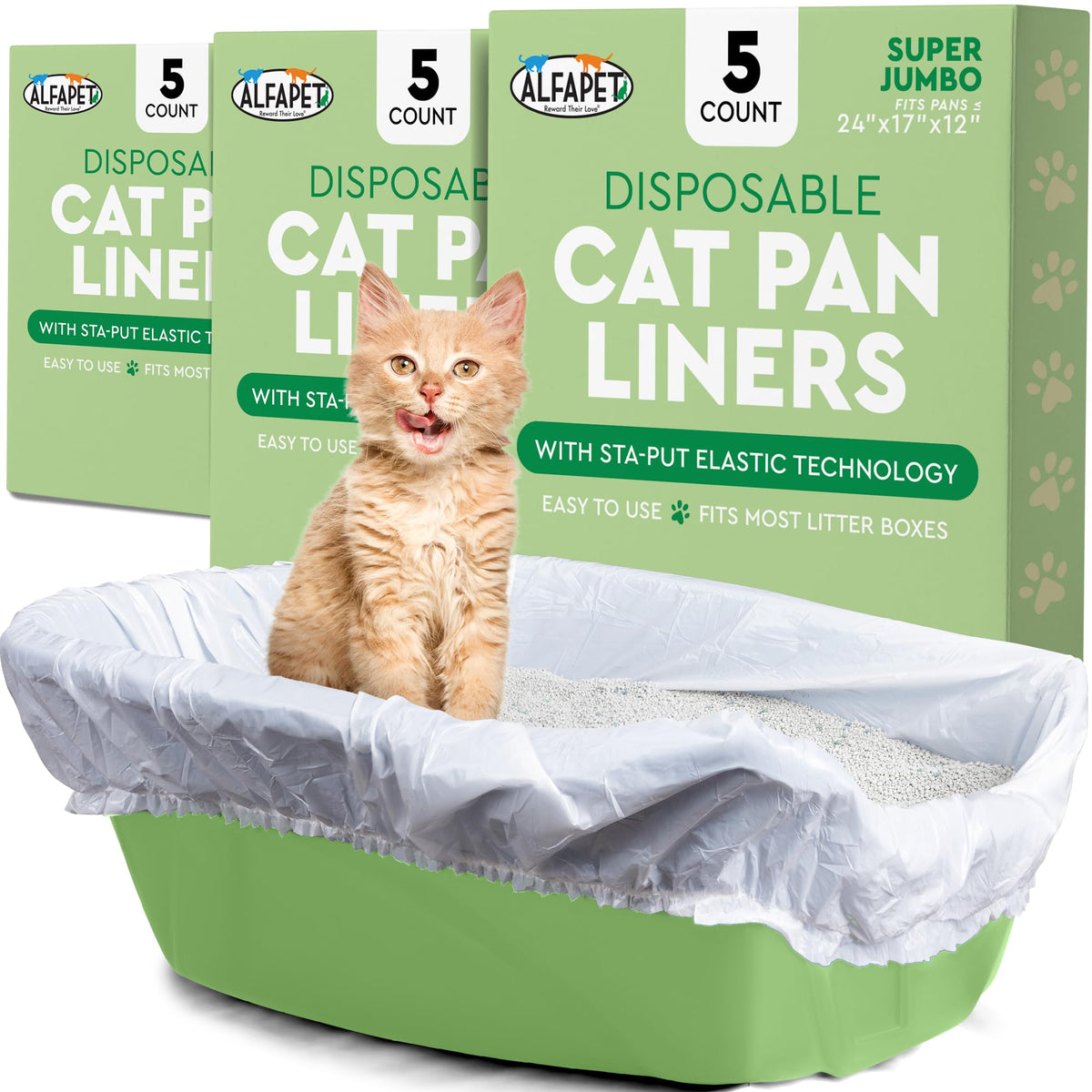 Super Jumbo 15Count Tear-Resistant Waterproof Cat Litter Box Liners C892336