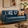 Blue Faux Leather Tufted Loveseat N60411