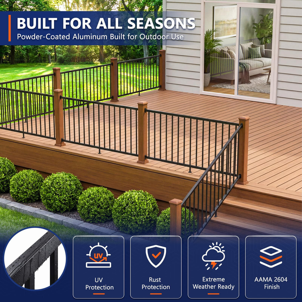 6 ft W Real Aluminum Stair Railing Kit D908403