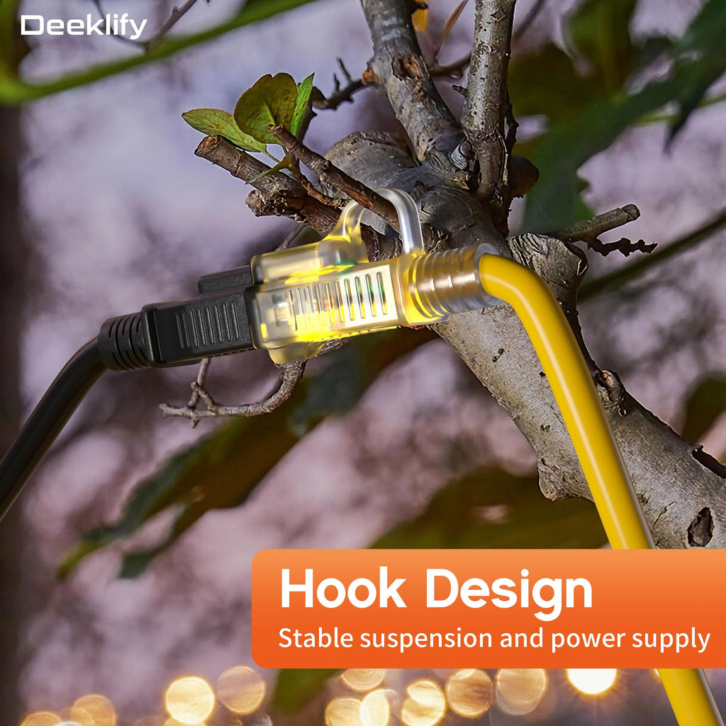 100FT Heavy Duty Outdoor Extension Cord Waterproof Yellow L677788