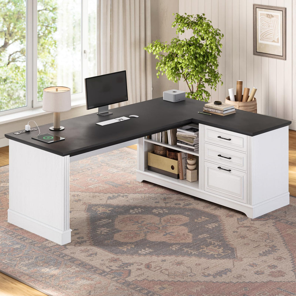 61" L Shaped Desk with Drawers M852983