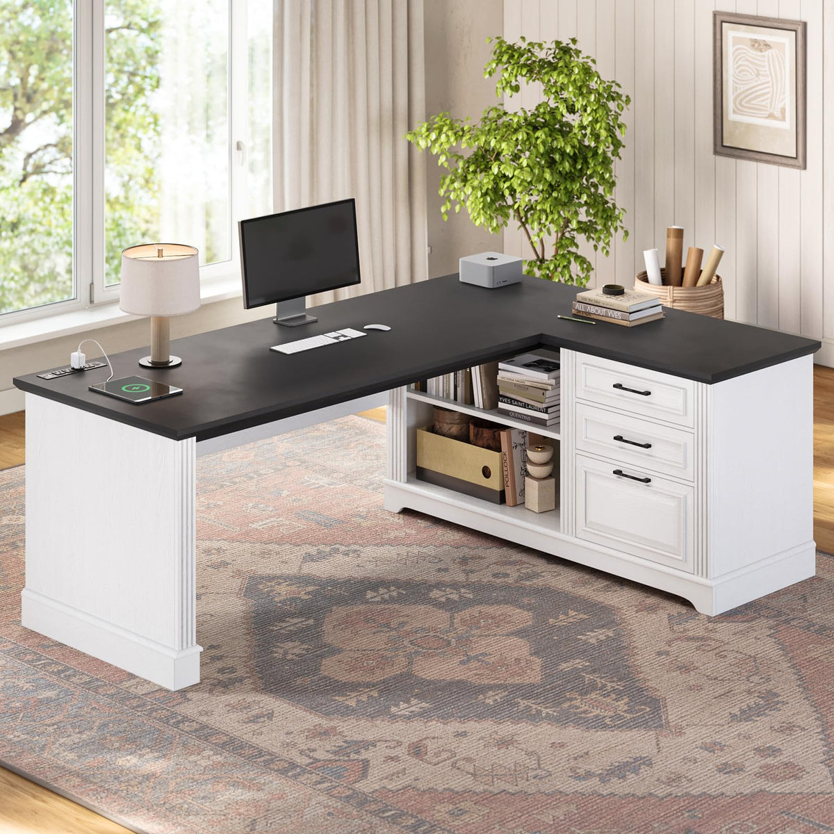 61" L Shaped Desk with Drawers M852983