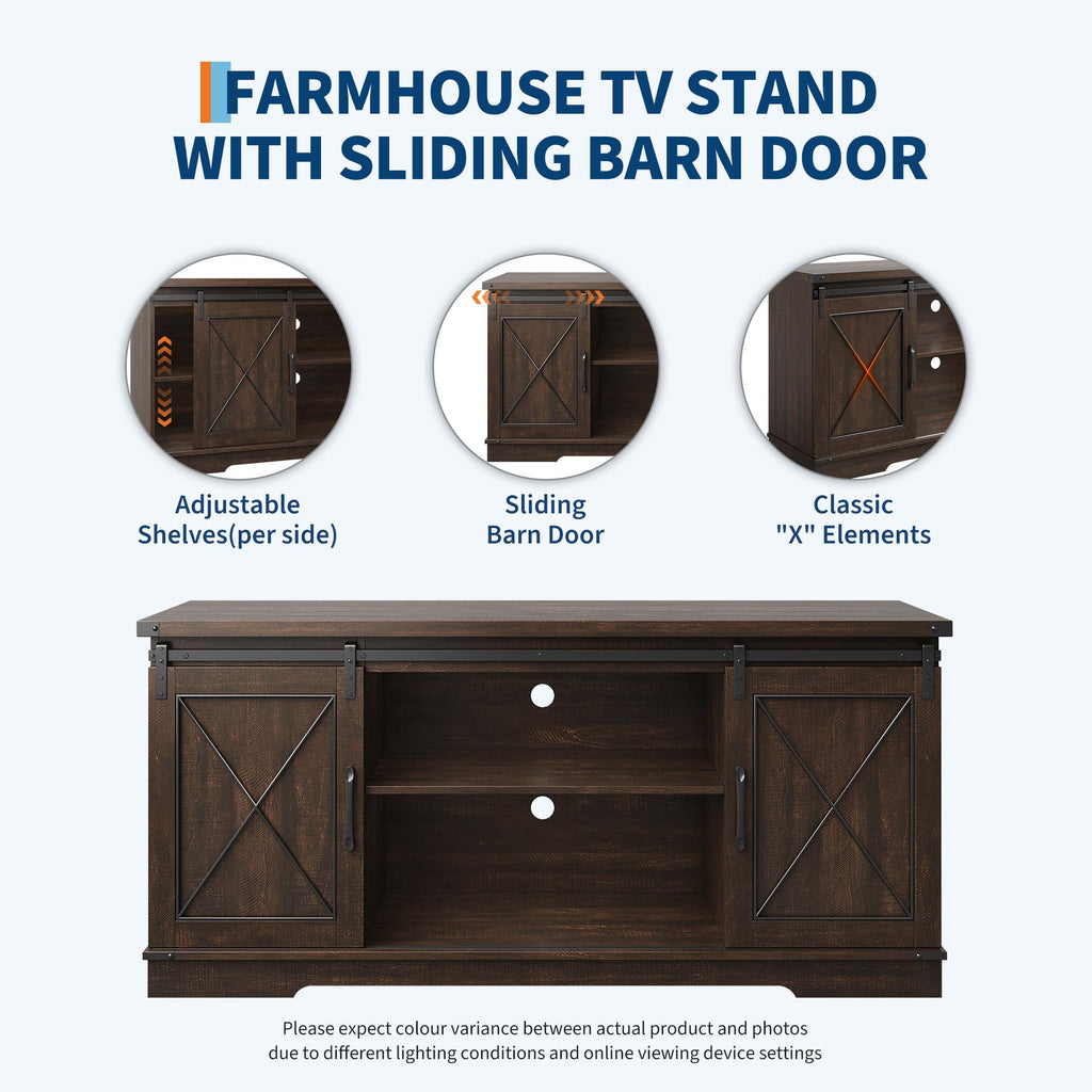 Farmhouse TV Stand with Sliding Barn Doors A602059