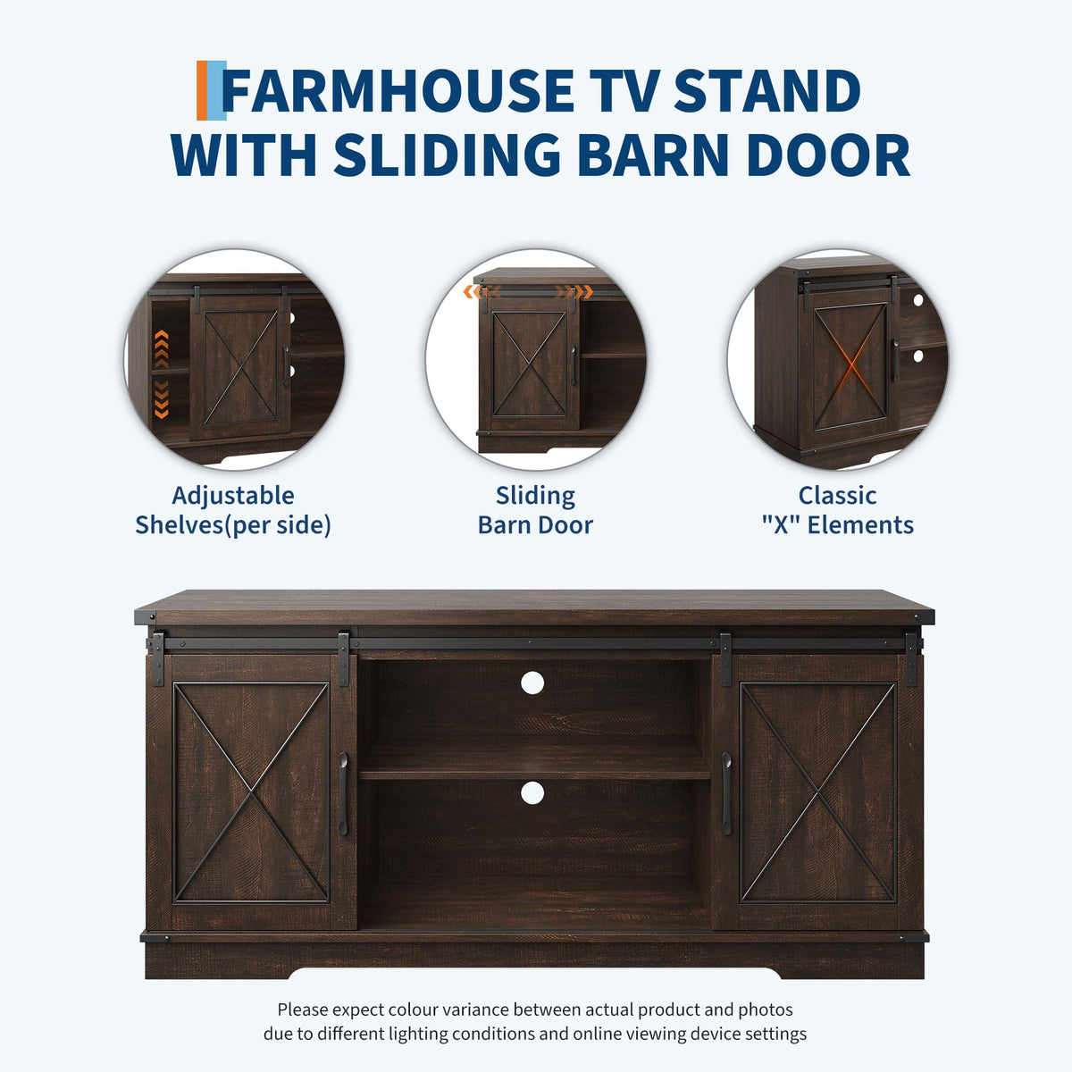 Farmhouse TV Stand with Sliding Barn Doors A602059
