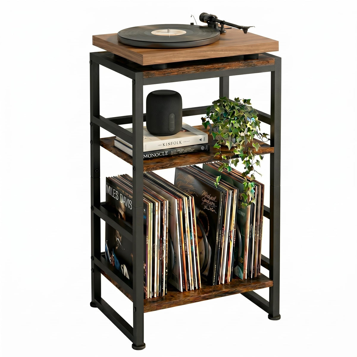3-Tier Record Player Stand with Storage J203
