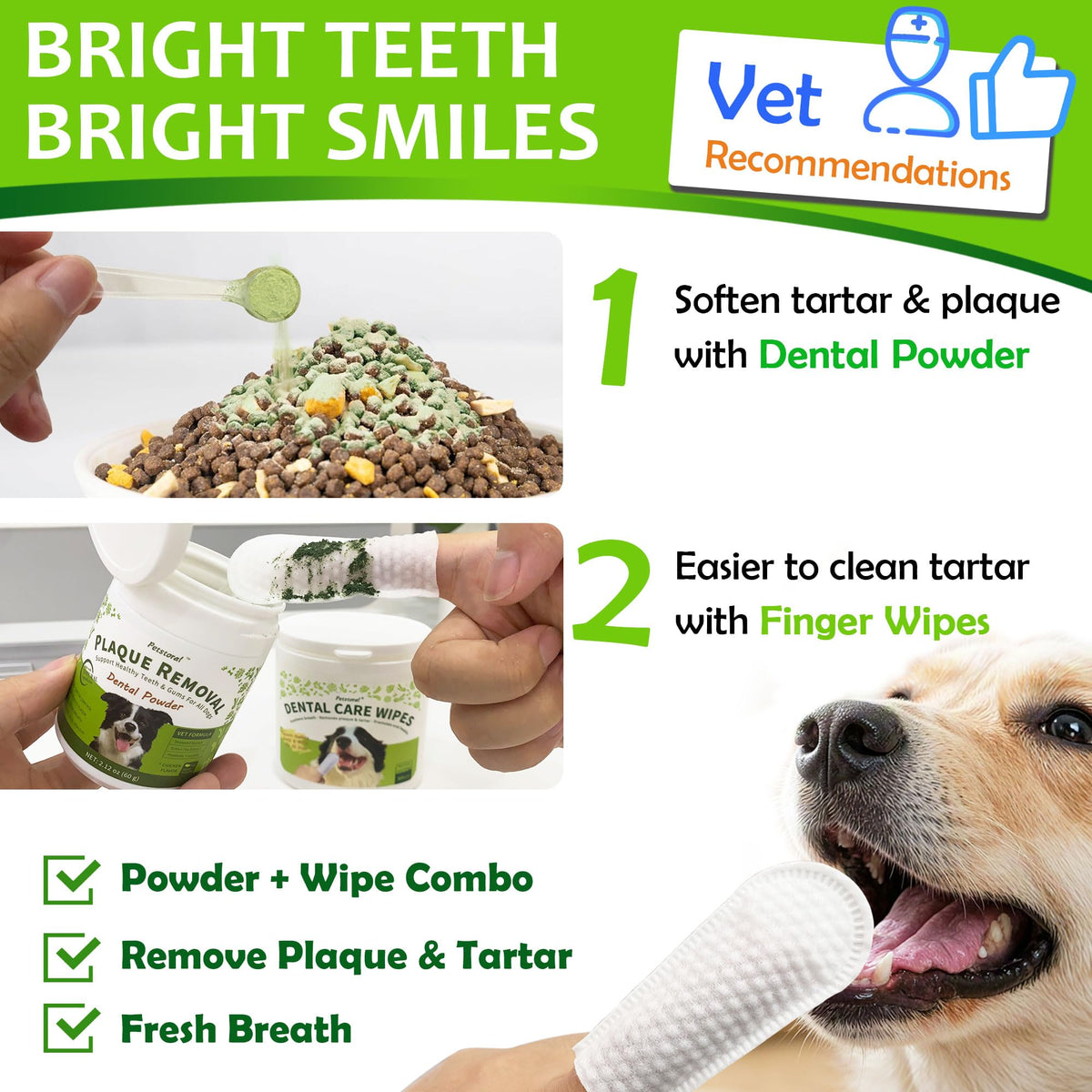 Dental Care Wipes for Dogs and Cats, 50 Count J8386
