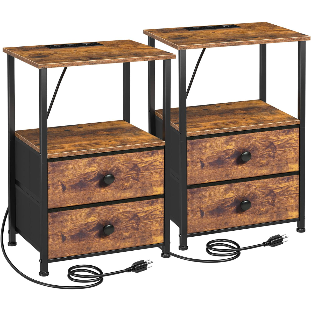 Nightstands Set of 2 with Charging Station A1371