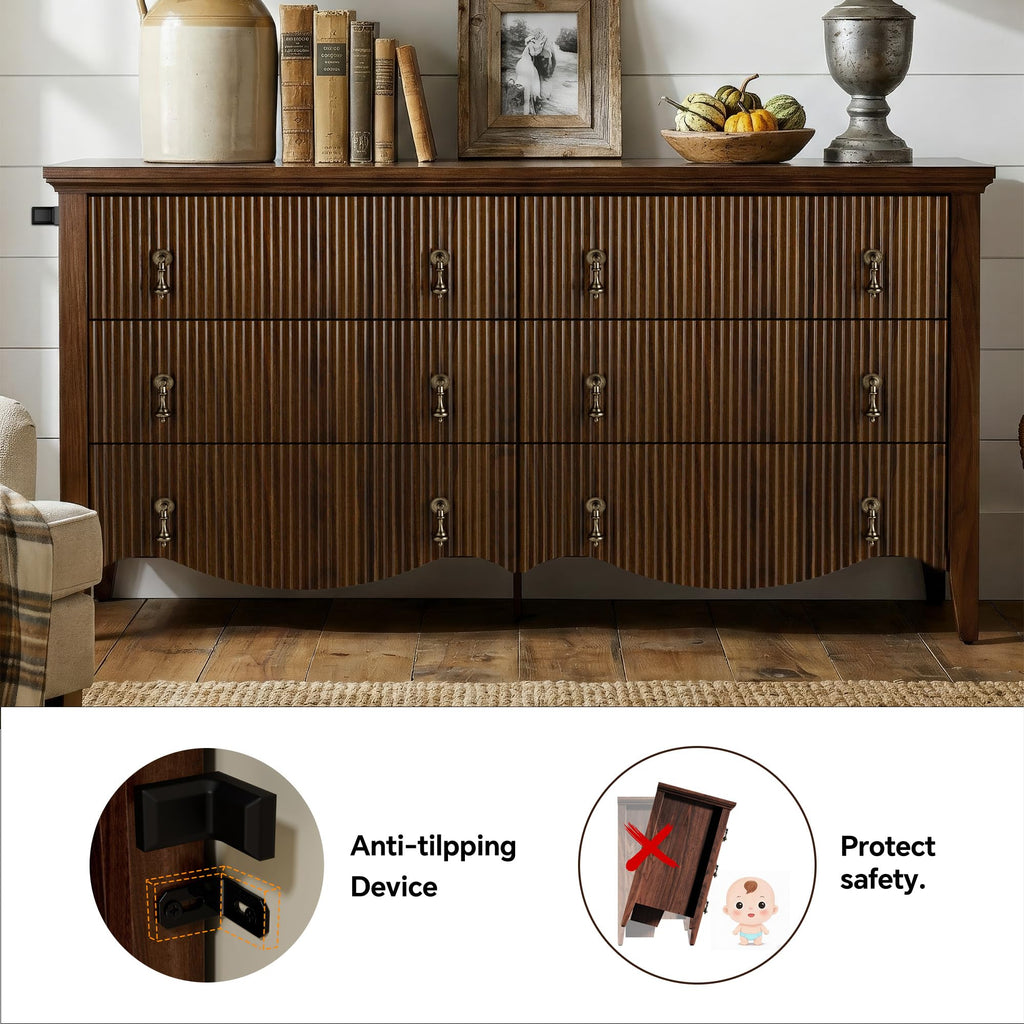6-Drawer Fluted Dresser X599