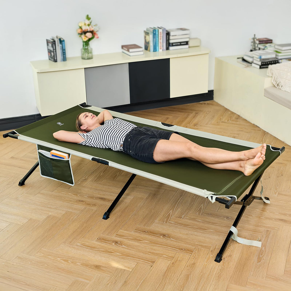 Extra Wide Folding Camping Cot with Carry Bag E248448