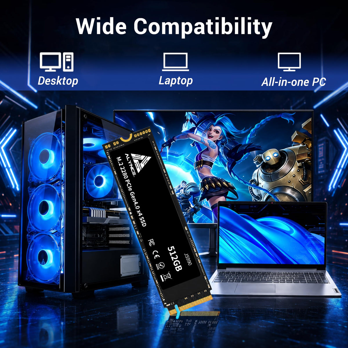 512GB PCIe Gen4 x4 NVMe M.2 2280 SSD J4536