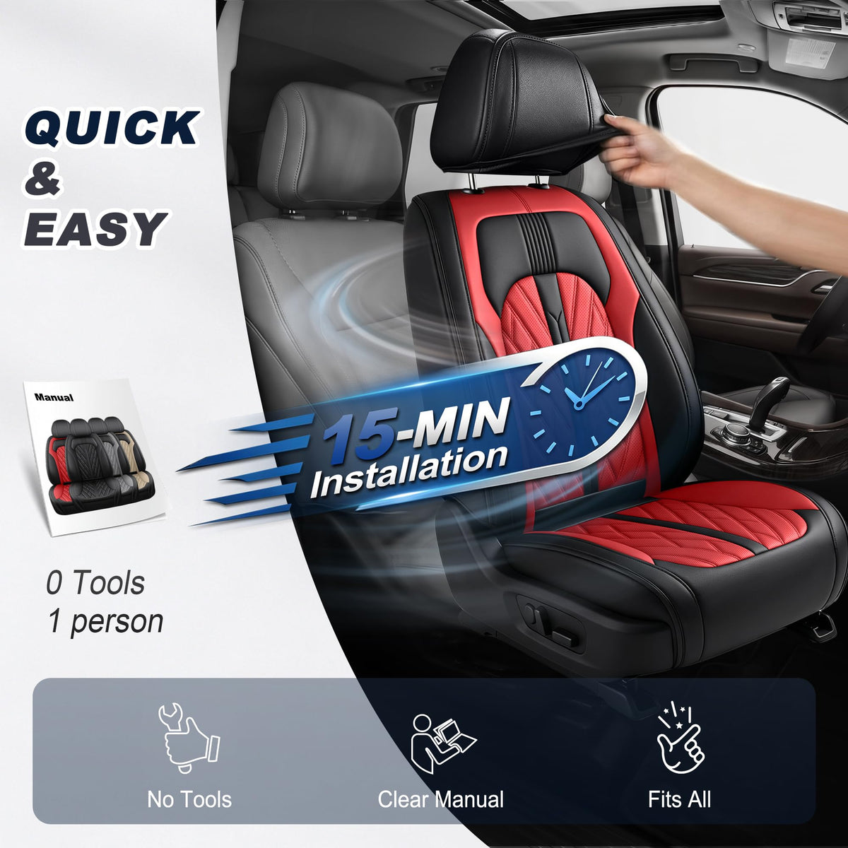 Leather Full Set 5 Seats Seat Covers X531